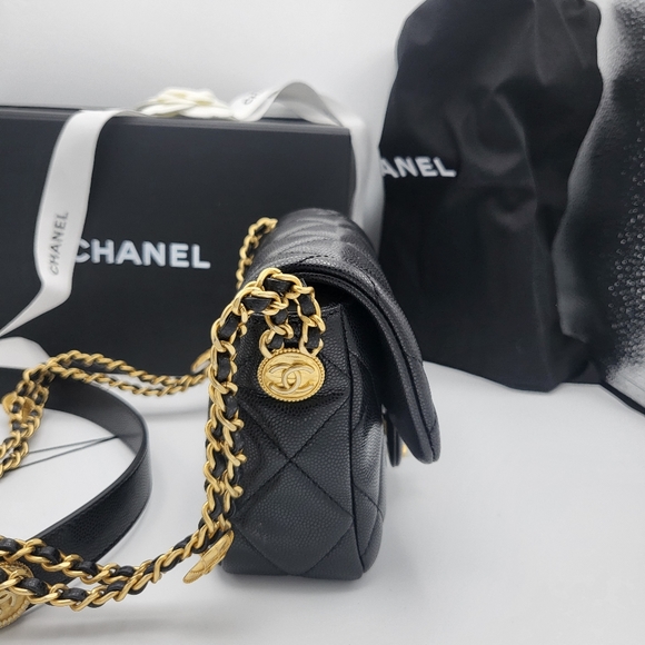 Brand new authentic 22A Chanel twist your button caviar mini flap bag - Picture 13 of 16